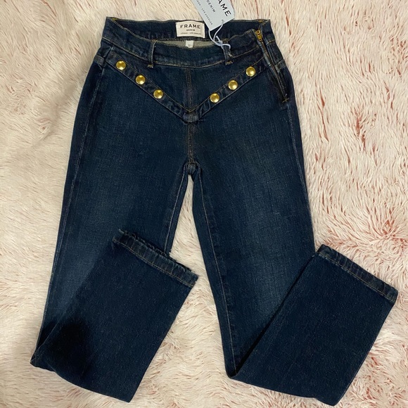 FRAME DENIM Le High Embellished Straight Jeans 23 - Picture 8 of 8